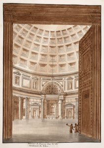 Interior of the Pantheon after the Tiber broke its banks by Agostino Tofanelli